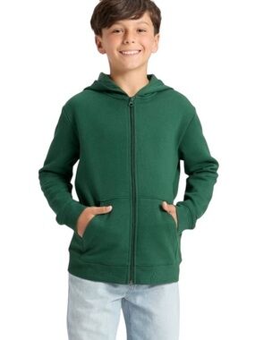 Cat & Jack Kids Green Full-Zip Hooded Sweatshirt Sz S (6/7)